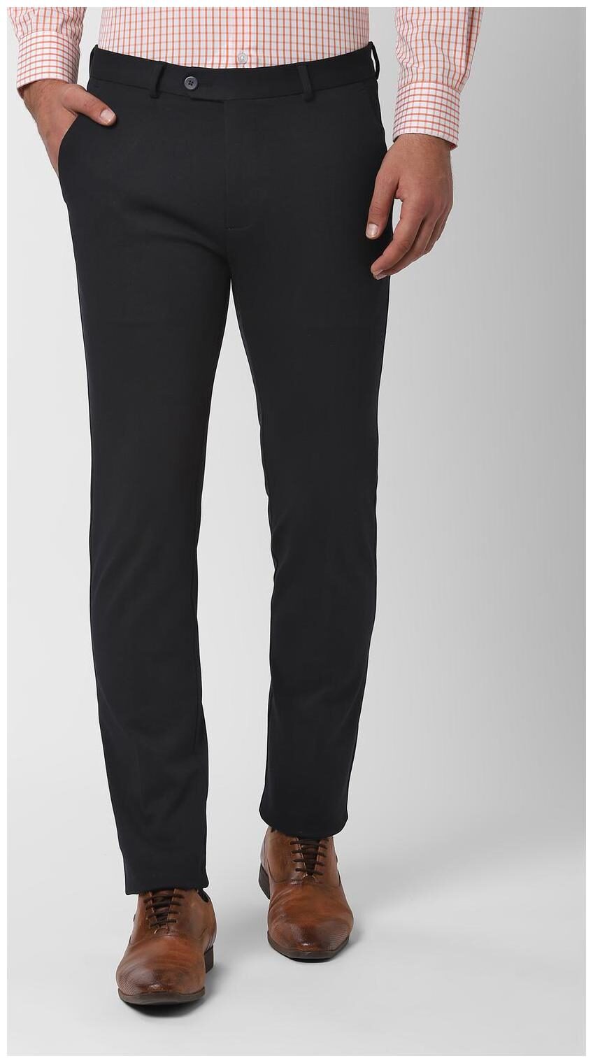 

Peter England Men Solid Slim Fit Formal Trouser - Black