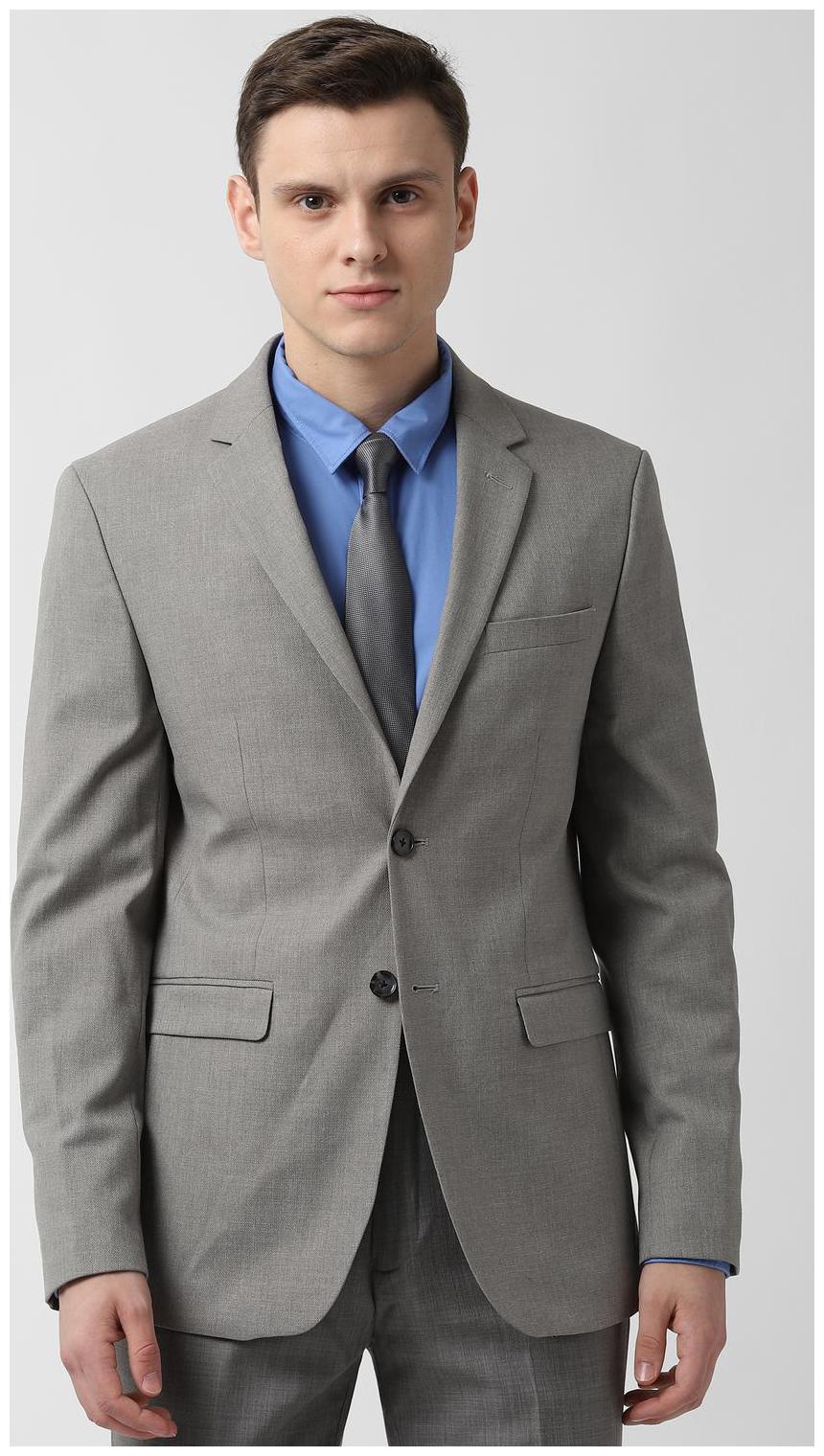 

Peter England Men Grey Textured Slim fit Single Breasted Blazer