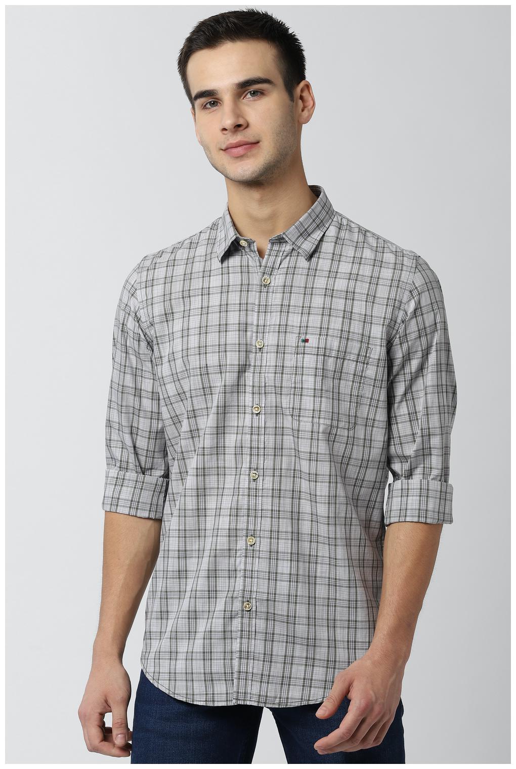 

Peter England Men Grey Checked Slim Fit Casual Shirt