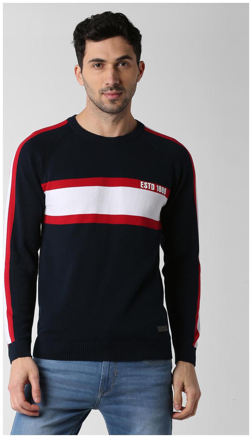 

Peter England Men Blue Round neck Pullover
