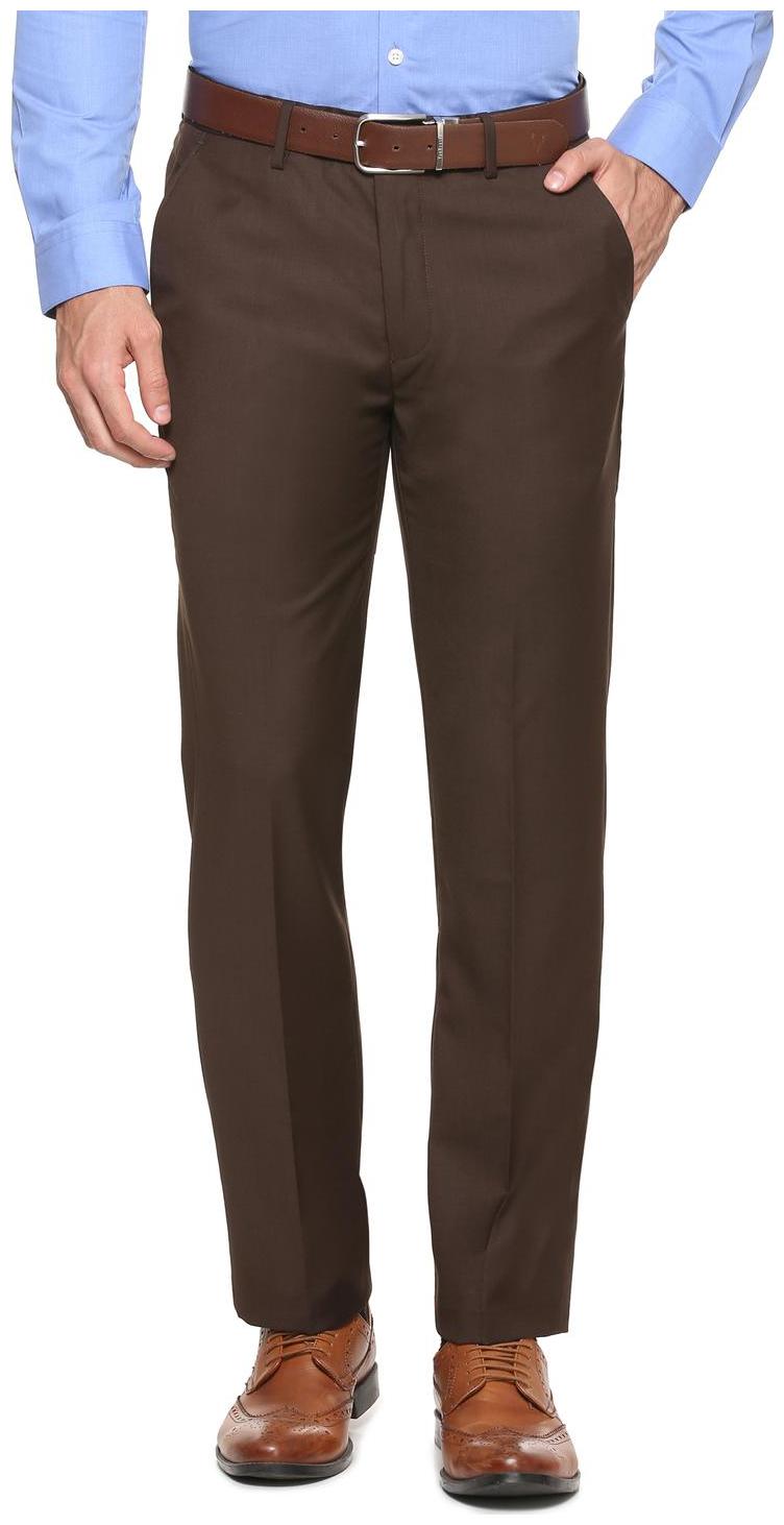 

Peter England Men Solid Slim Fit Formal Trouser - Brown