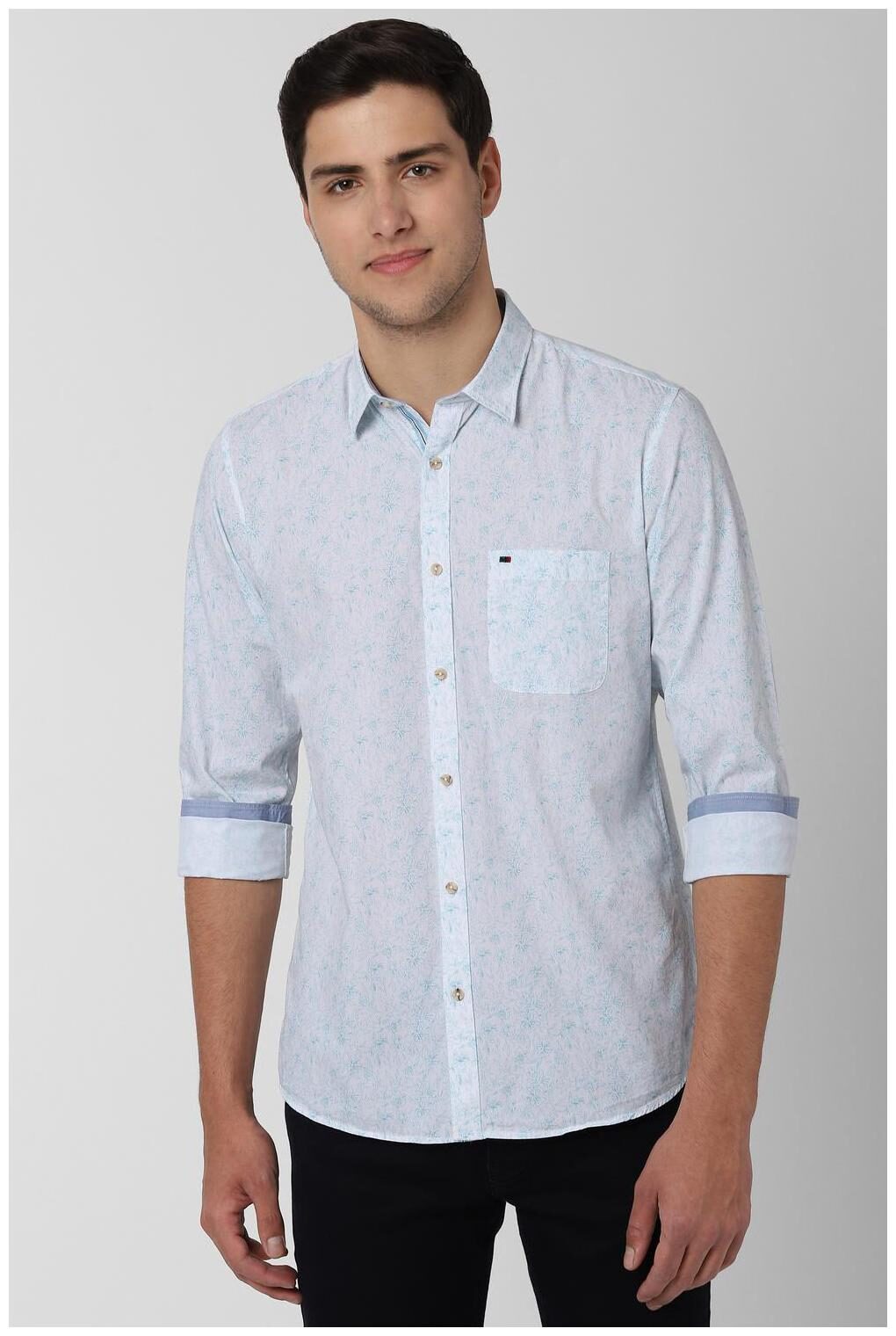 

Peter England Men Blue Printed Slim Fit Casual Shirt