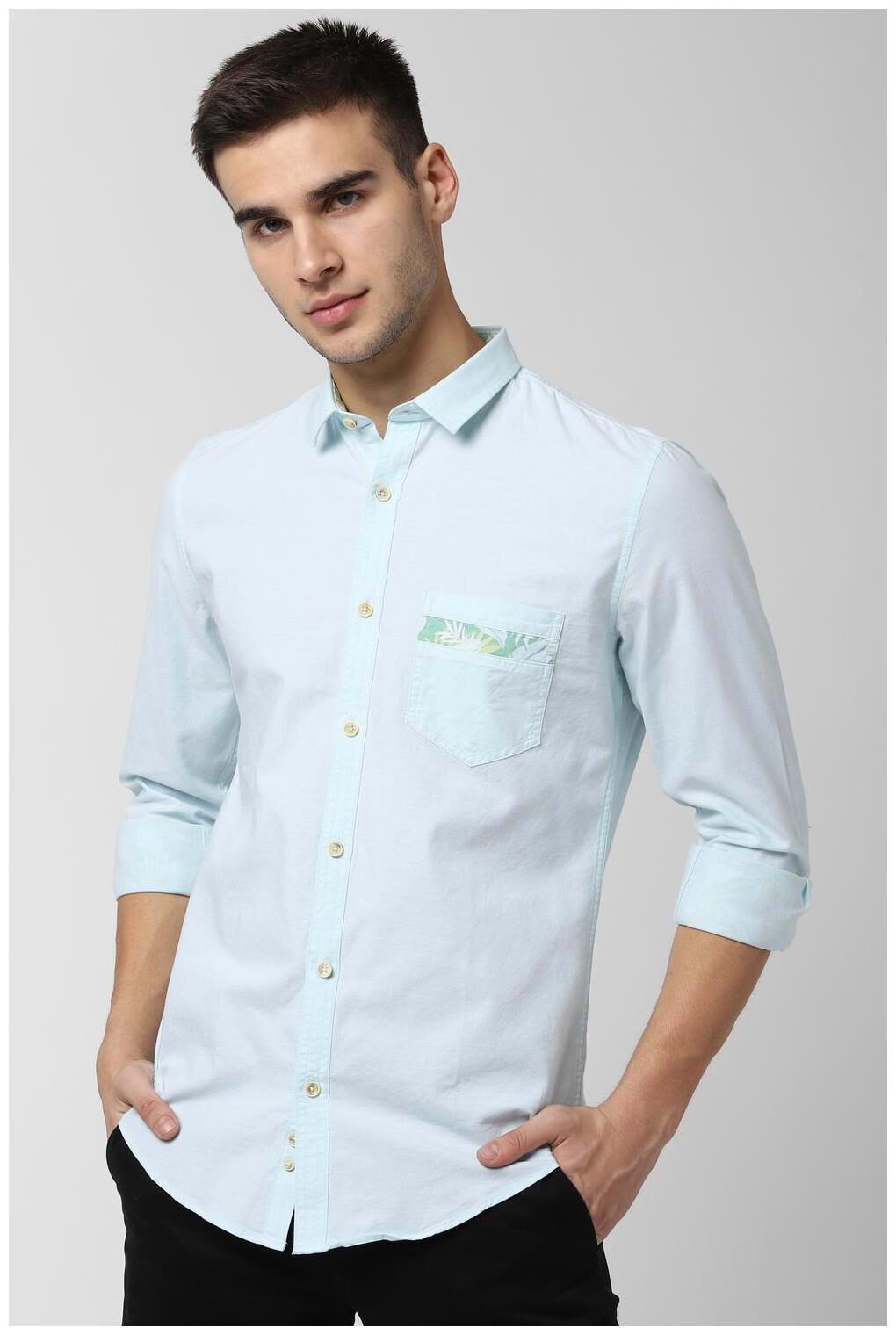 

Peter England Men Blue Solid Super Slim Fit Casual Shirt
