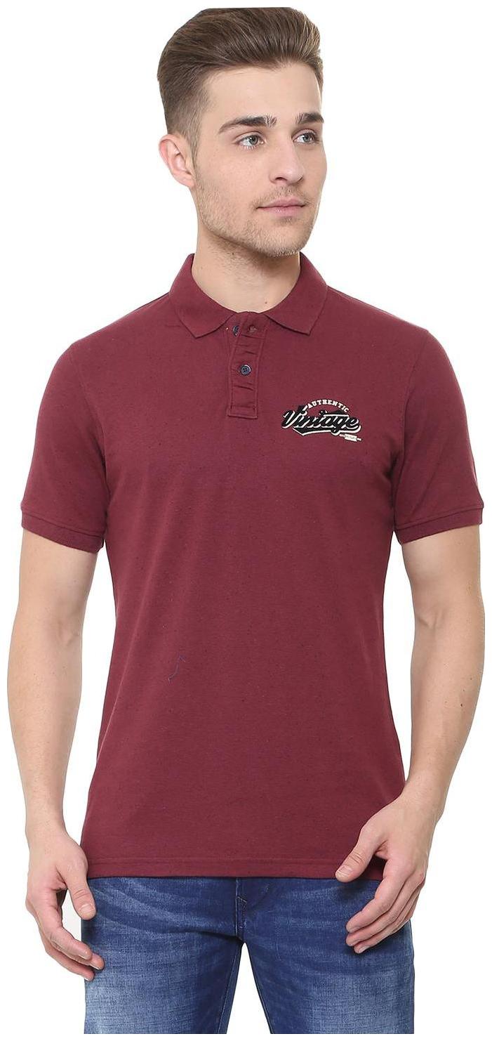 

Peter England Men Maroon Slim fit Polyester Polo collar T-Shirt - Pack Of 1