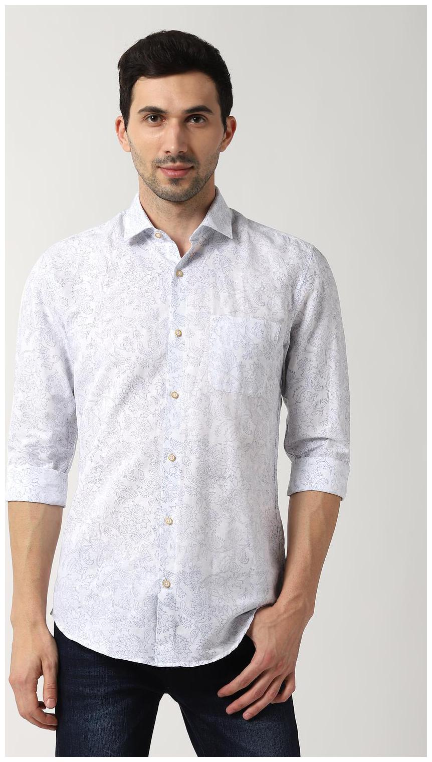 

Peter England Men White Printed Slim Fit Casual Shirt