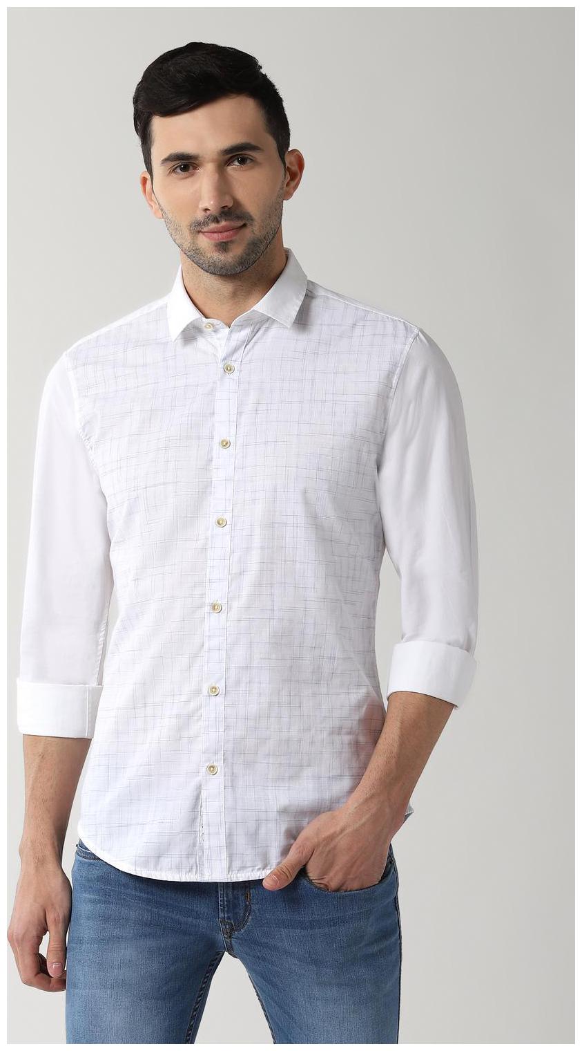 

Peter England Men White Weaved Super Slim Fit Casual Shirt