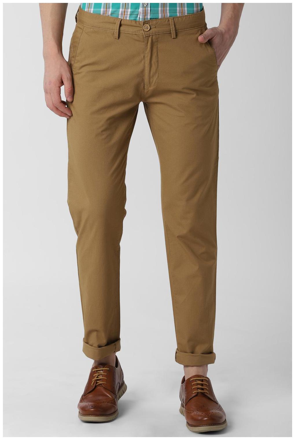 

Peter England Men Beige Checked Slim fit Regular trousers