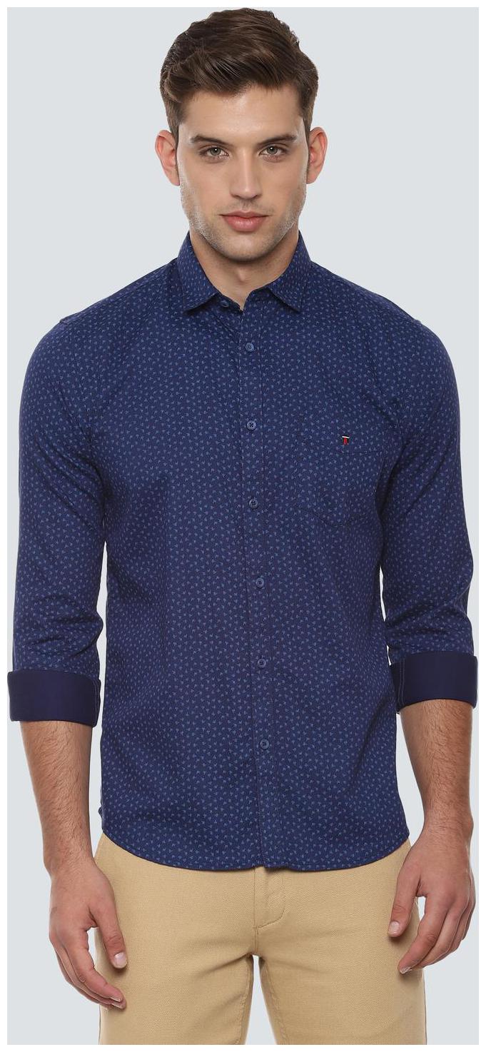 

Peter England Men Blue Printed Super Slim Fit Casual Shirt