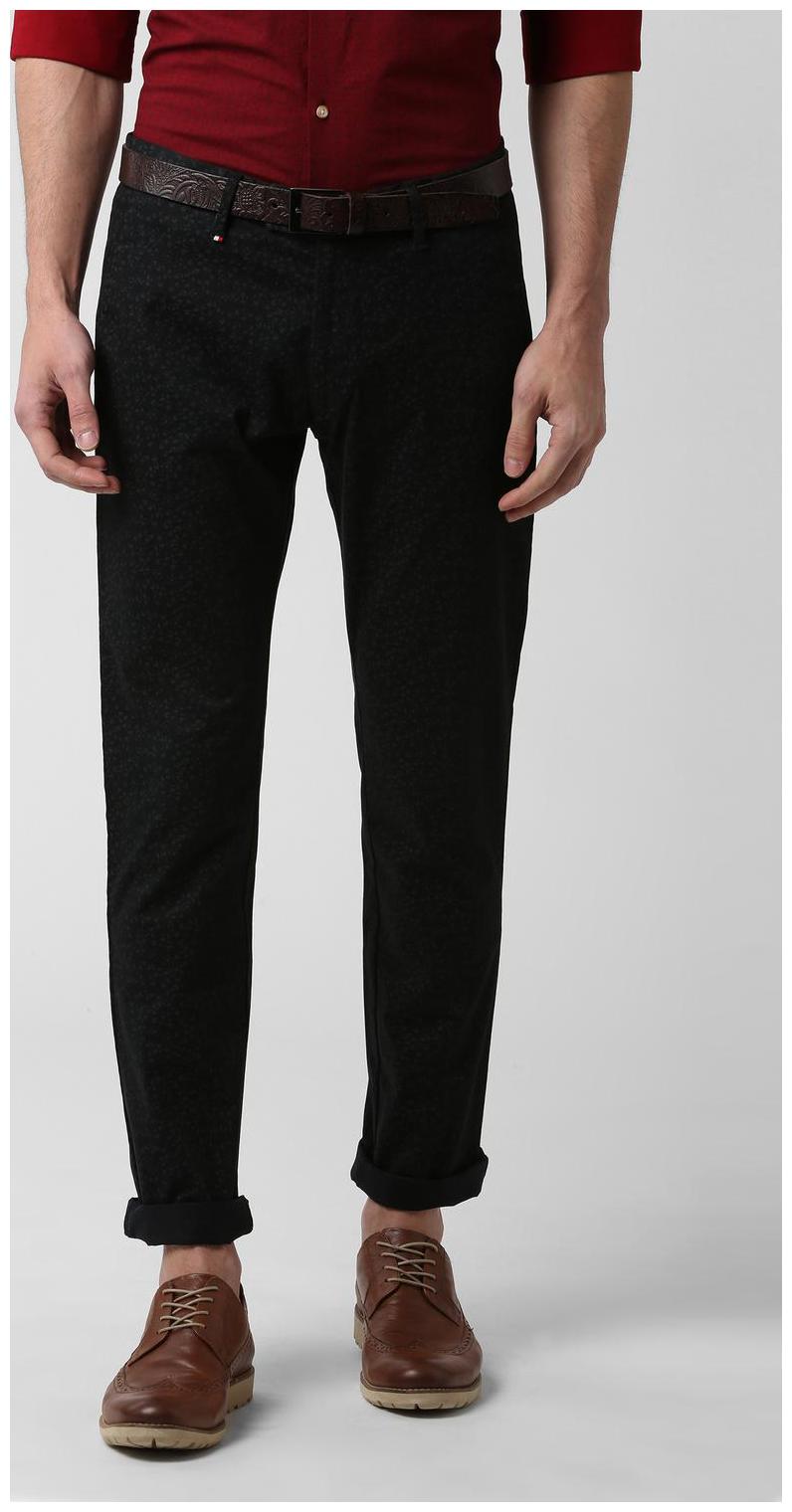 

Peter England Men Black Printed Slim fit Regular trousers