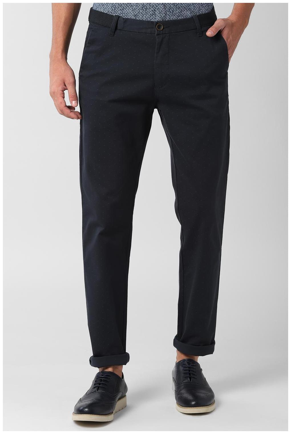 

Peter England Men Blue Printed Slim fit Regular trousers