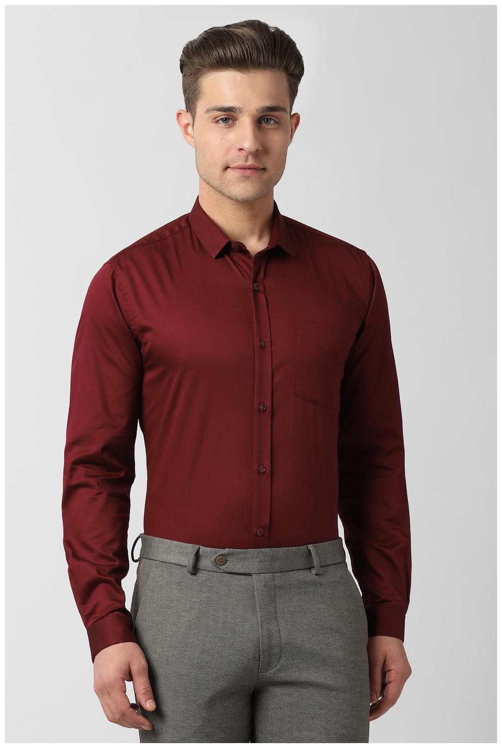 

Peter England Men Slim fit Formal Shirt - Maroon