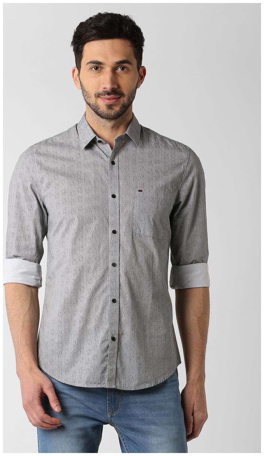 

Peter England Men Grey Printed Slim Fit Casual Shirt