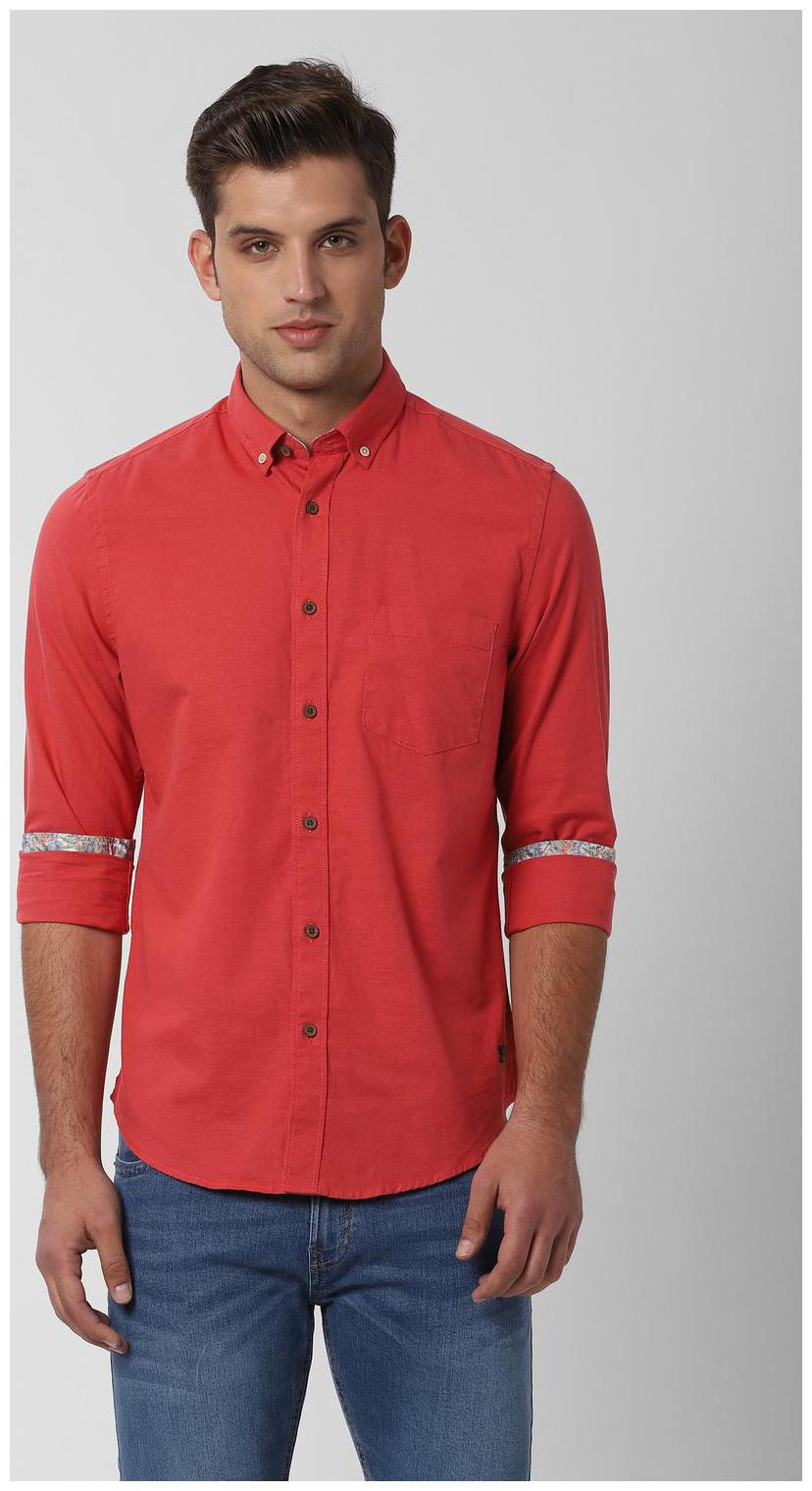 

Peter England Men Red Solid Super Slim Fit Casual Shirt