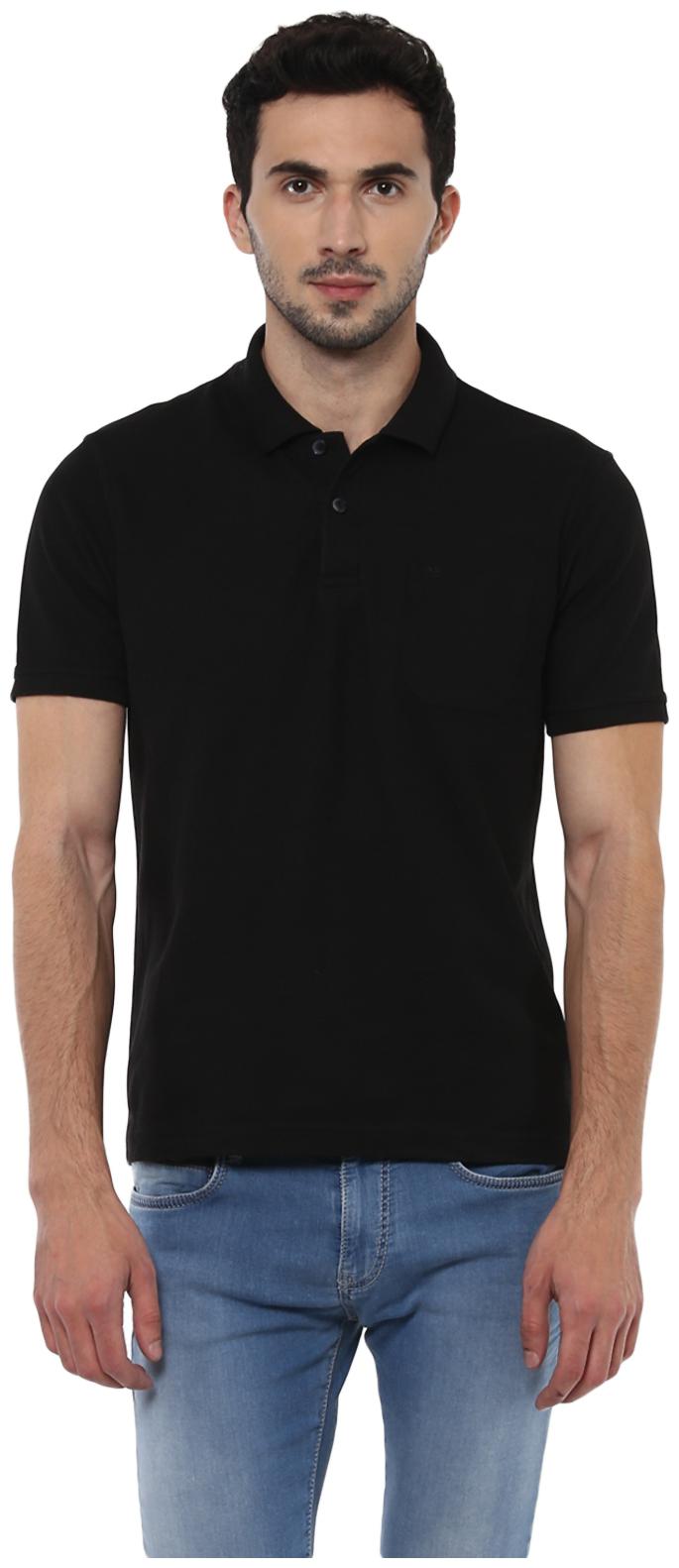 

Peter England Men Black Regular fit Cotton Blend Polo collar T-Shirt - Pack Of 1