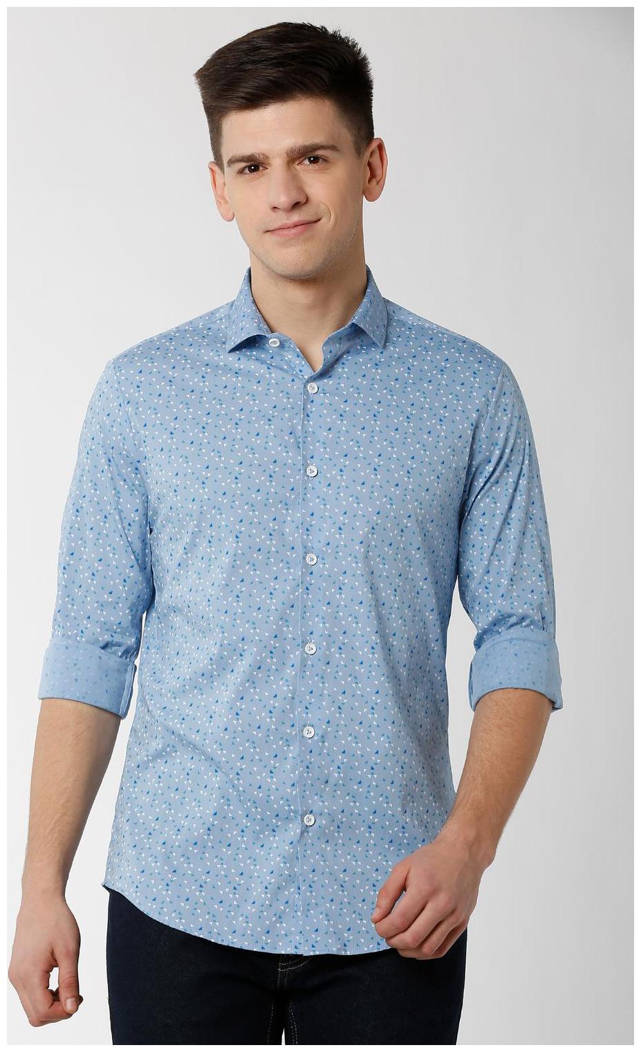 

Peter England Men Blue Printed Super Slim Fit Casual Shirt