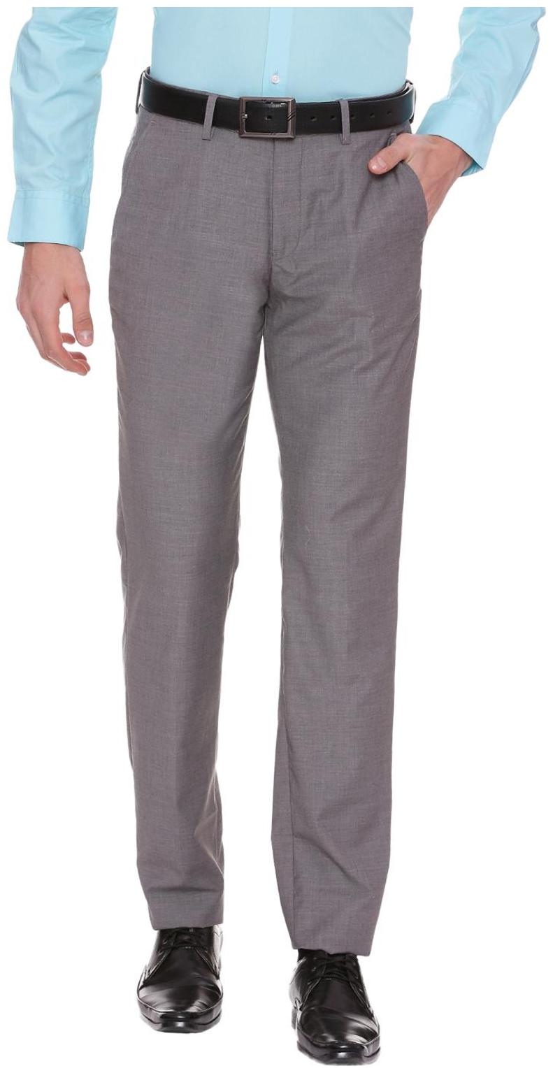 

Peter England Men Textured Slim Fit Formal Trouser - Grey