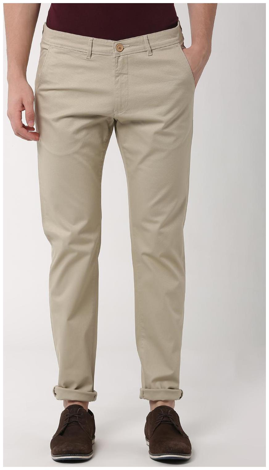 

Peter England Men Grey Solid Slim fit Regular trousers