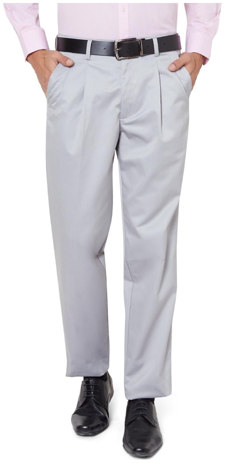

Peter England Men Solid Tapered Fit Formal Trouser - Grey