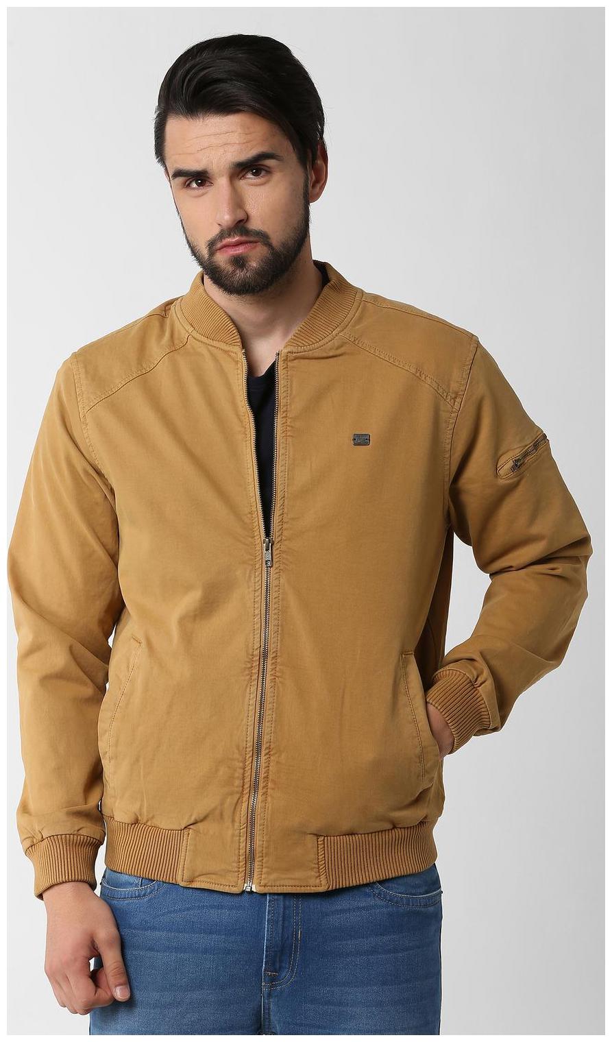 

Peter England Men Yellow Solid Bomber jacket