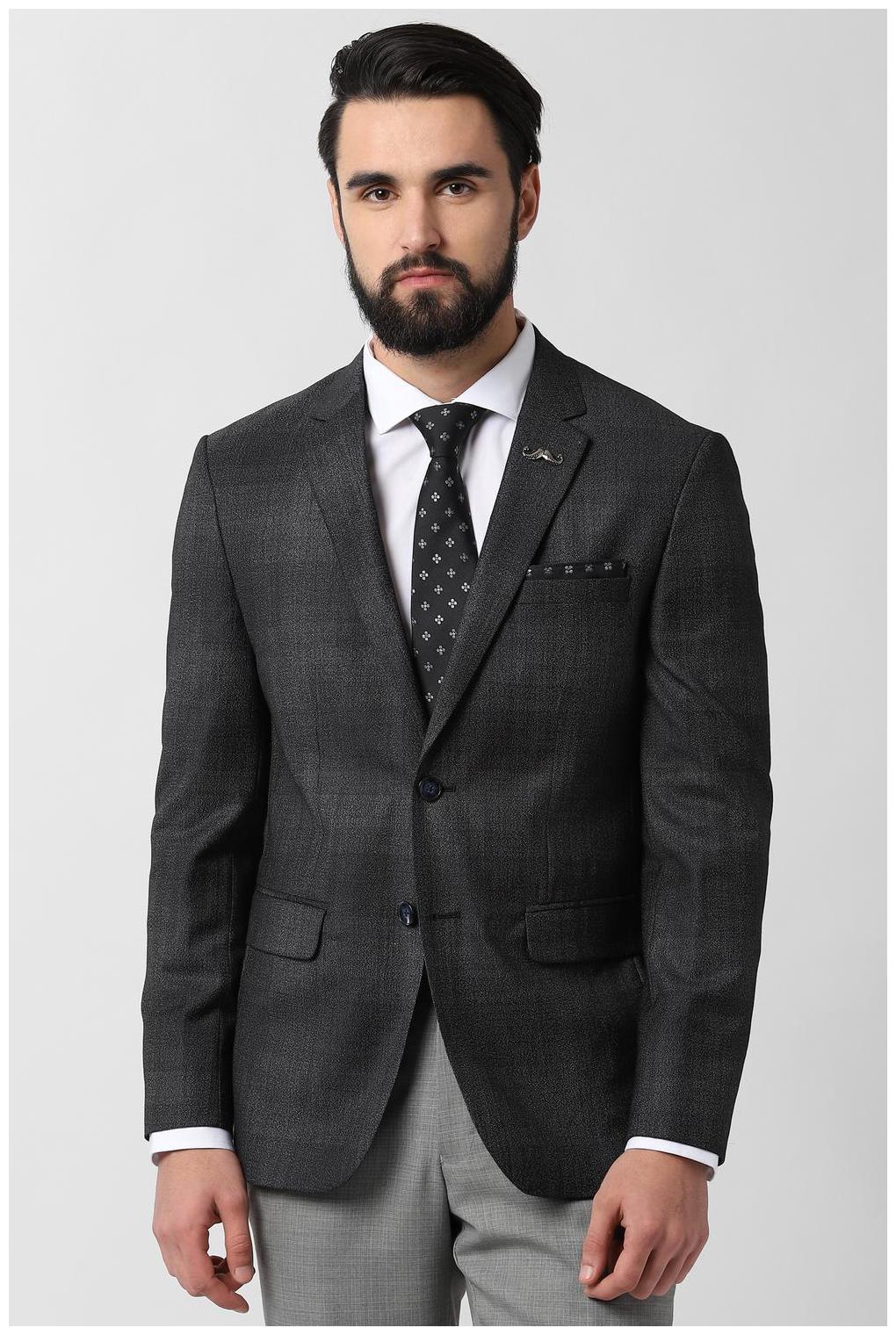 

Peter England Men Grey Textured Slim fit Single Breasted Blazer