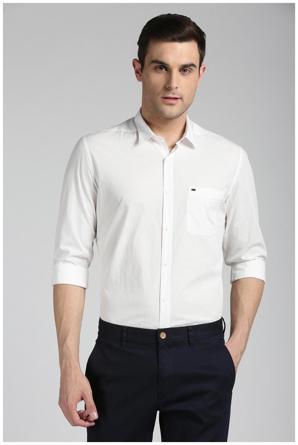 

Peter England Men White Printed Super Slim Fit Casual Shirt