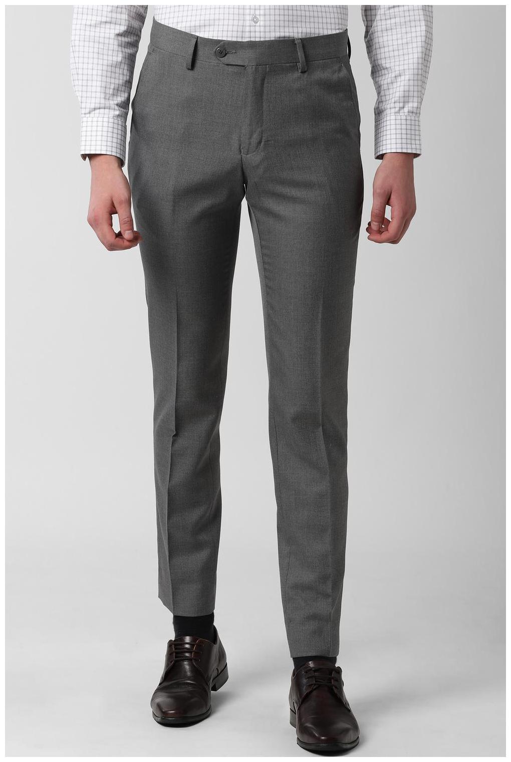 

Peter England Men Textured Slim Fit Formal Trouser - Grey