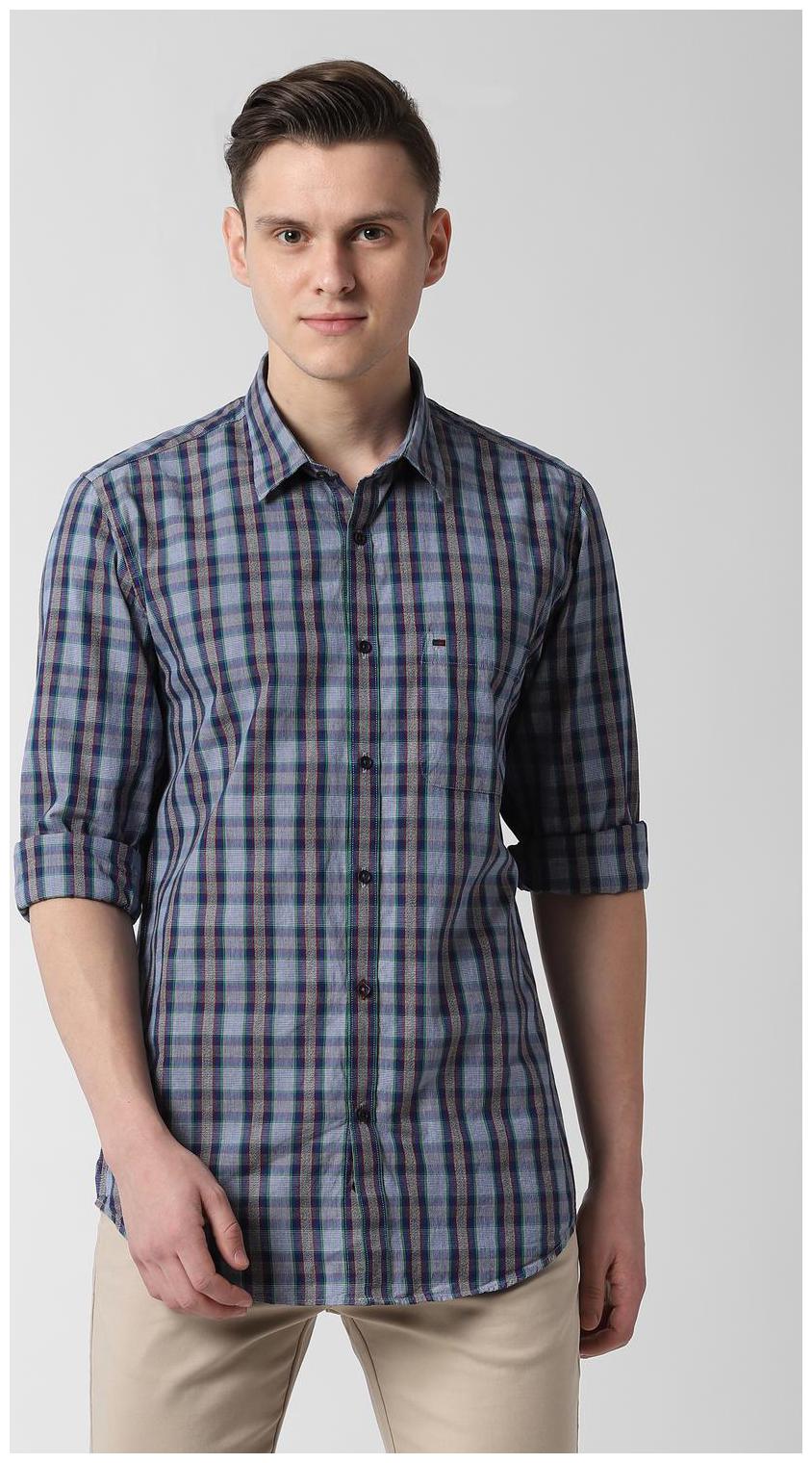 

Peter England Men Grey Checked Slim Fit Casual Shirt