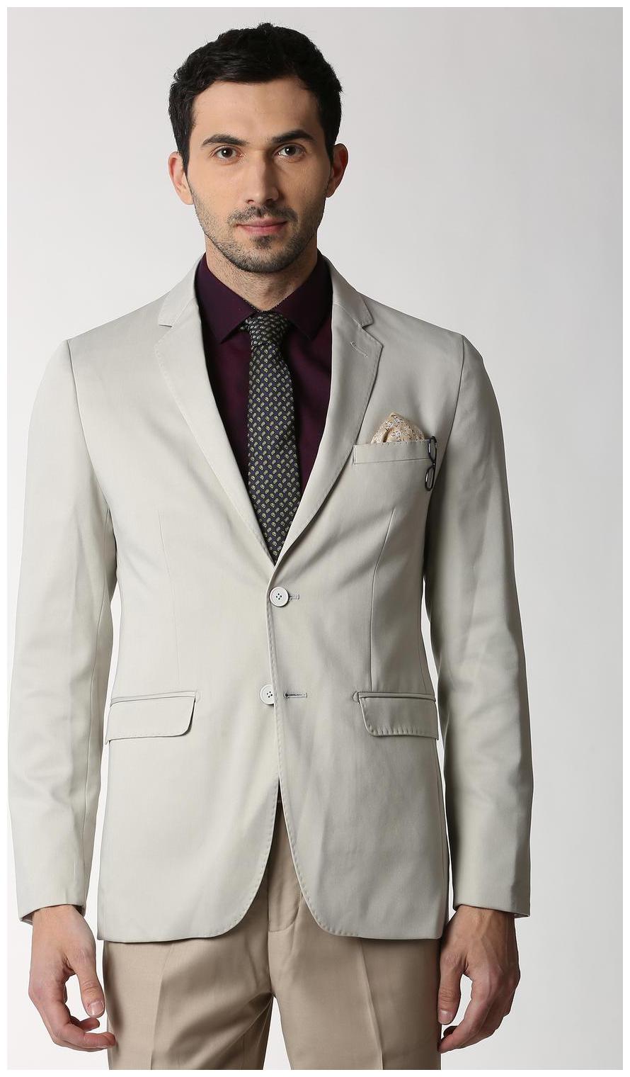 

Peter England Men Grey Textured Slim fit Single Breasted Blazer