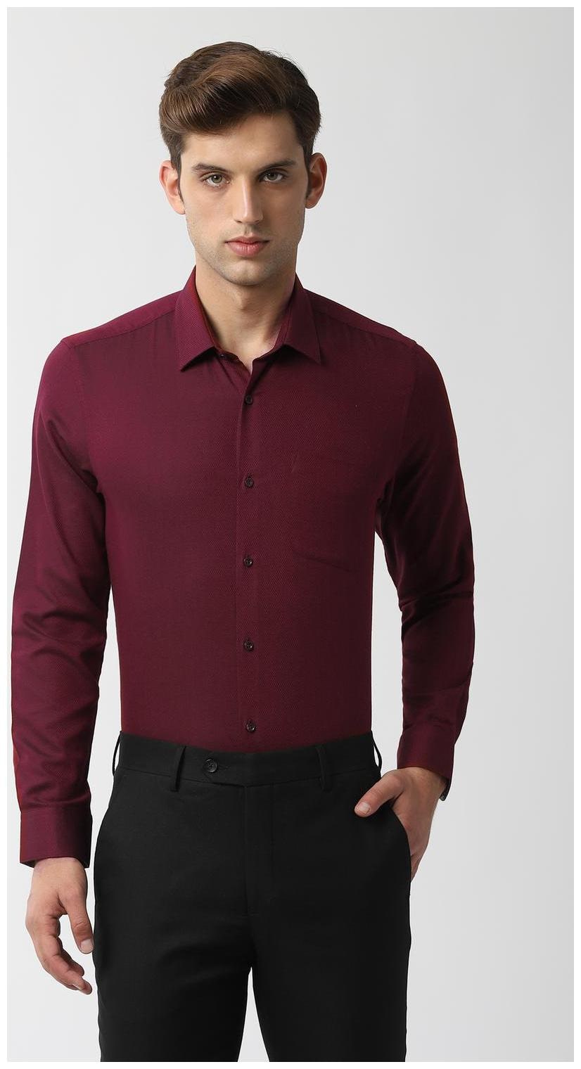 

Peter England Men Slim fit Formal Shirt - Maroon