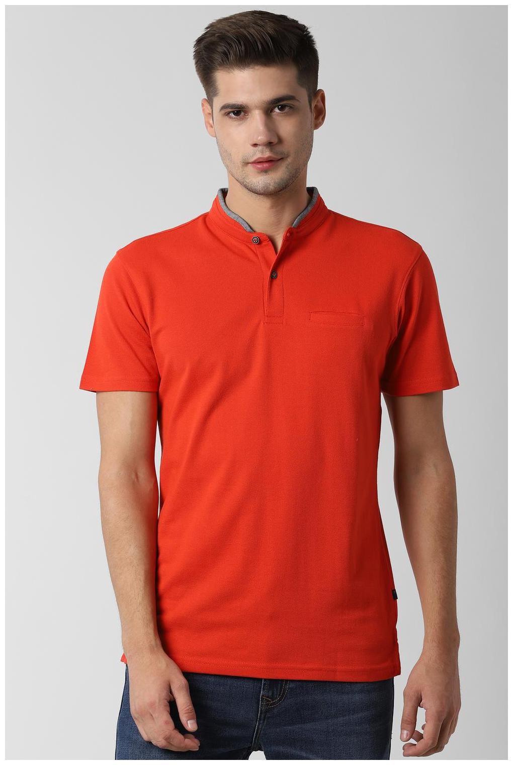 

Peter England Men Orange Slim fit Cotton Blend Henley neck T-Shirt - Pack Of 1