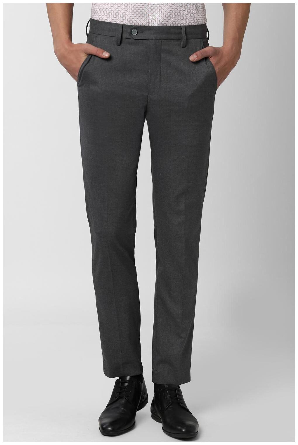 

Peter England Men Solid Slim Fit Formal Trouser - Grey