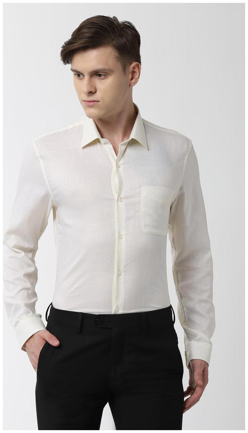 

Peter England Men Slim fit Formal Shirt - Cream