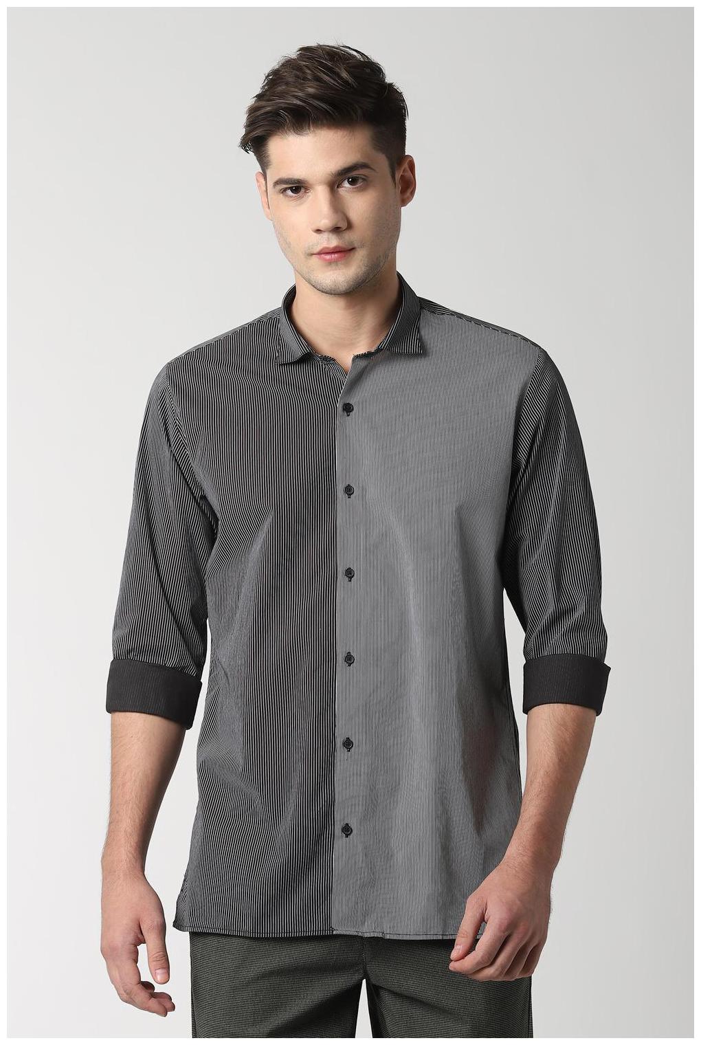 

Peter England Men Grey Vertical Stripes Slim Fit Casual Shirt