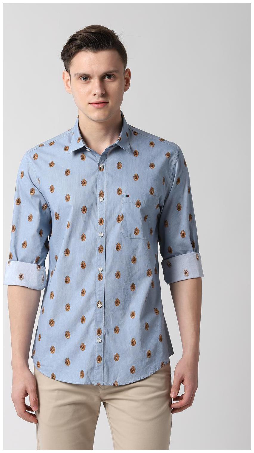 

Peter England Men Blue Printed Slim Fit Casual Shirt