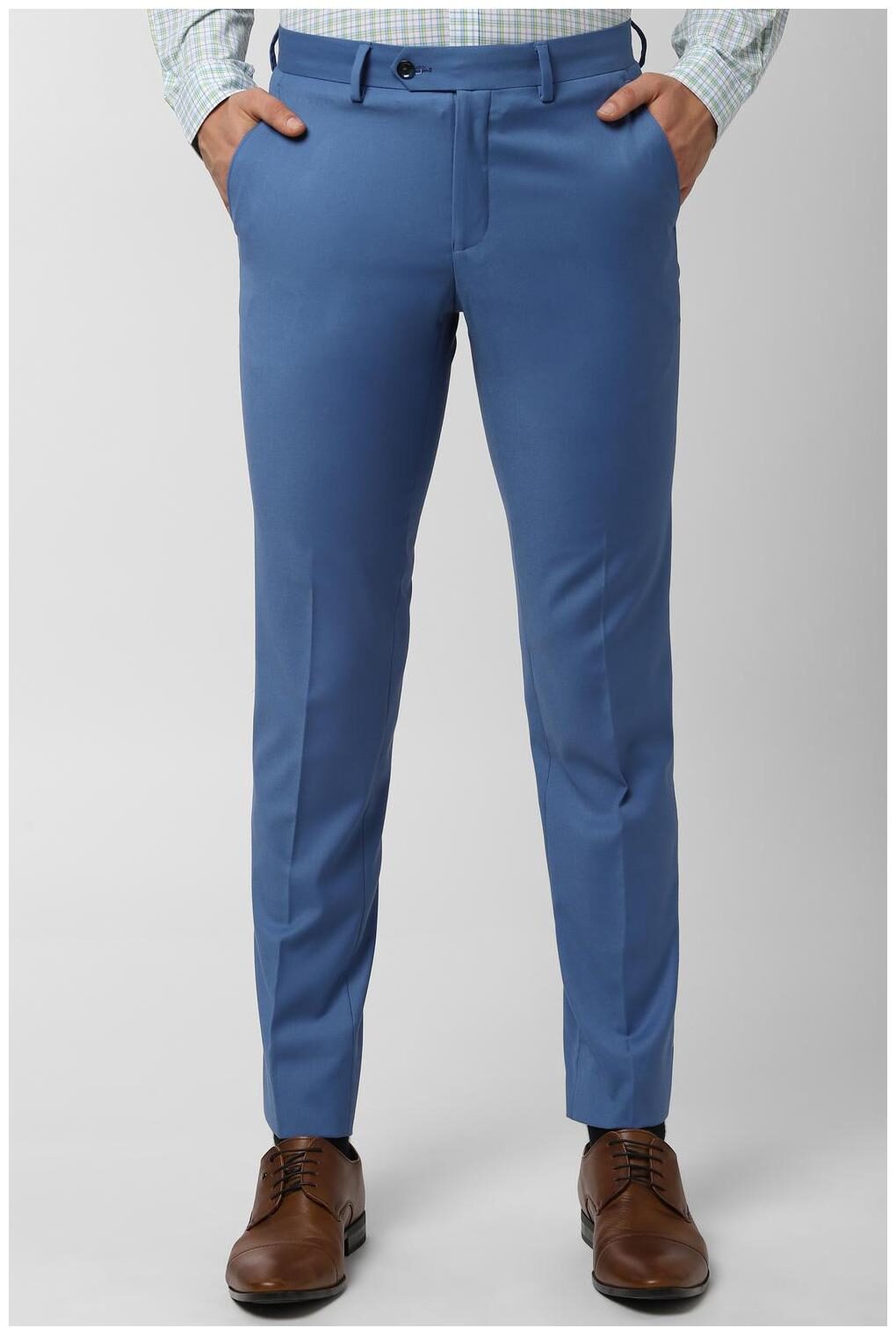 

Peter England Men Solid Slim Fit Formal Trouser - Blue