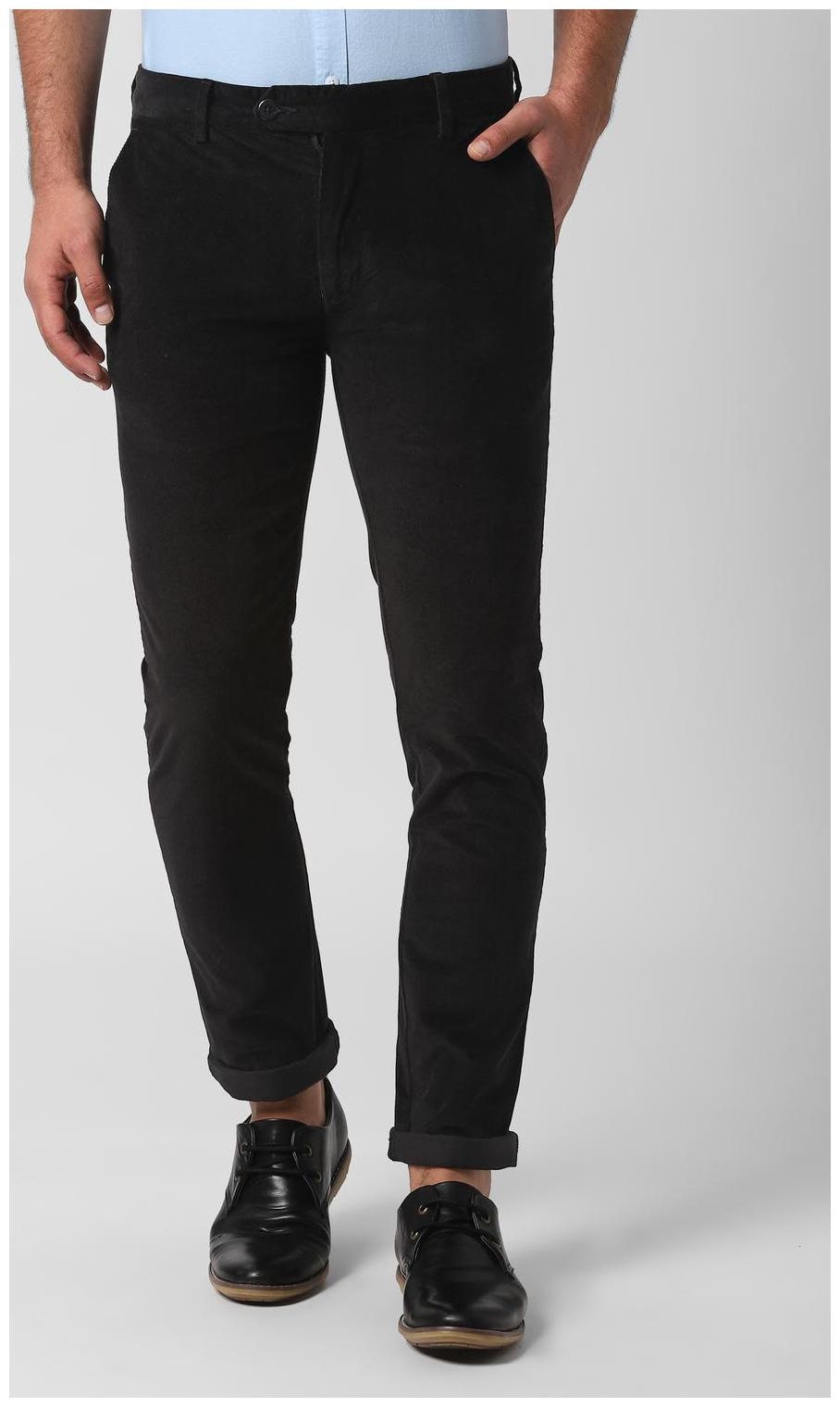 

Peter England Men Black Textured Slim fit Regular trousers