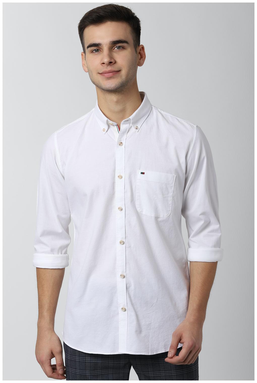 

Peter England Men White Solid Slim Fit Casual Shirt