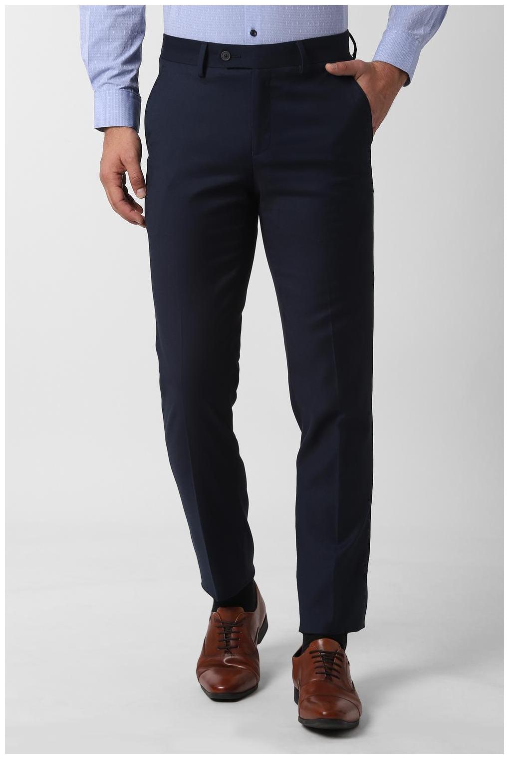 

Peter England Men Textured Slim Fit Formal Trouser - Blue