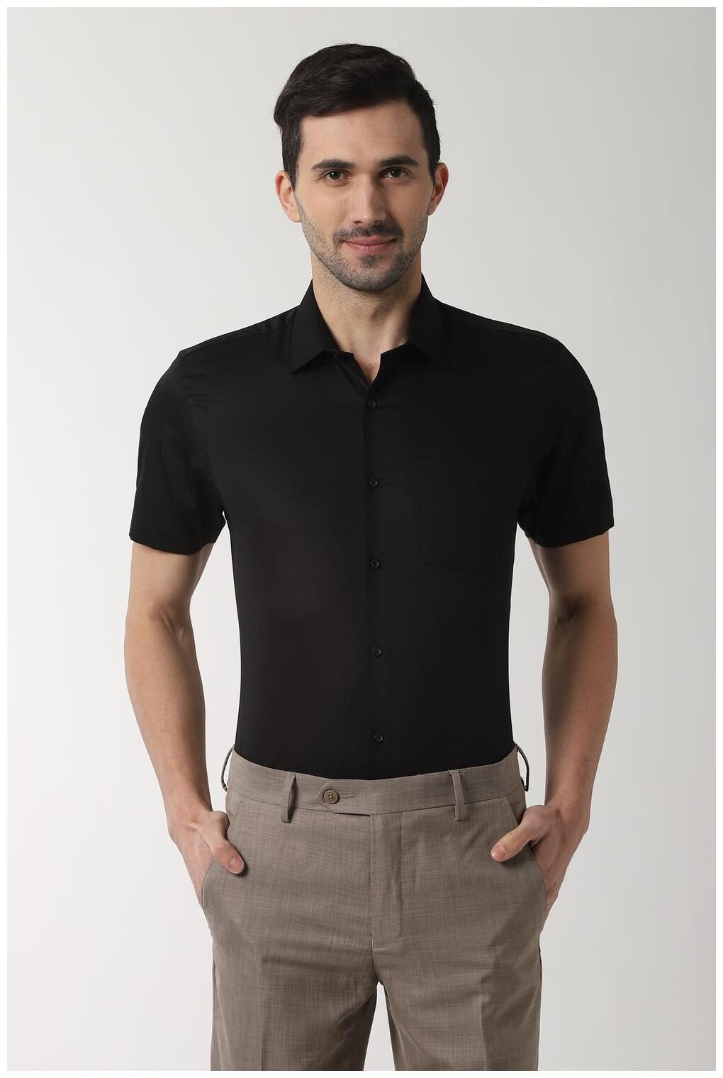 

Peter England Men Slim fit Formal Shirt - Black
