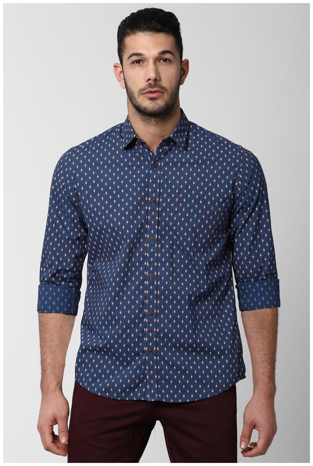

Peter England Men Navy Blue Printed Slim Fit Casual Shirt