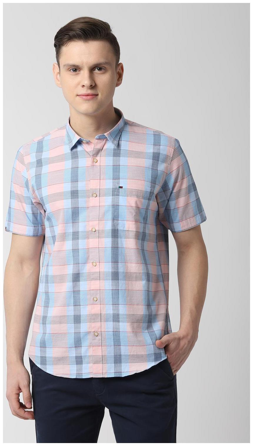 

Peter England Men Blue Checked Slim Fit Casual Shirt