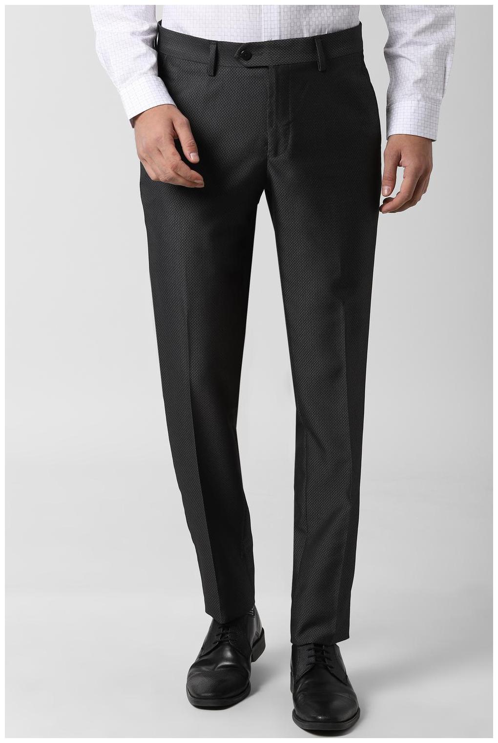 

Peter England Men Textured Slim Fit Formal Trouser - Grey