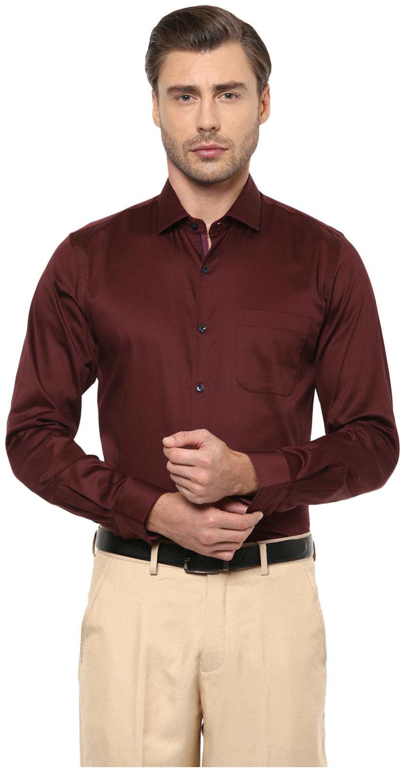 

Peter England Men Slim fit Formal Shirt - Maroon