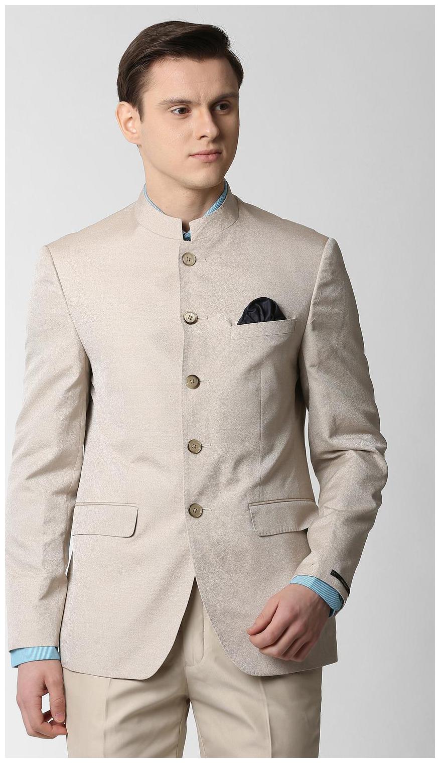 

Peter England Men Beige Textured Slim fit Single Breasted Blazer