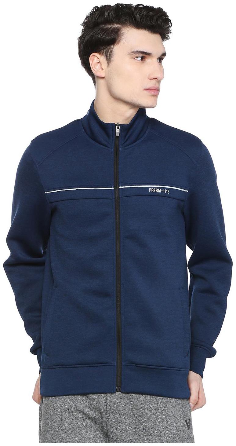 

Peter England Men Blue Solid Bomber jacket