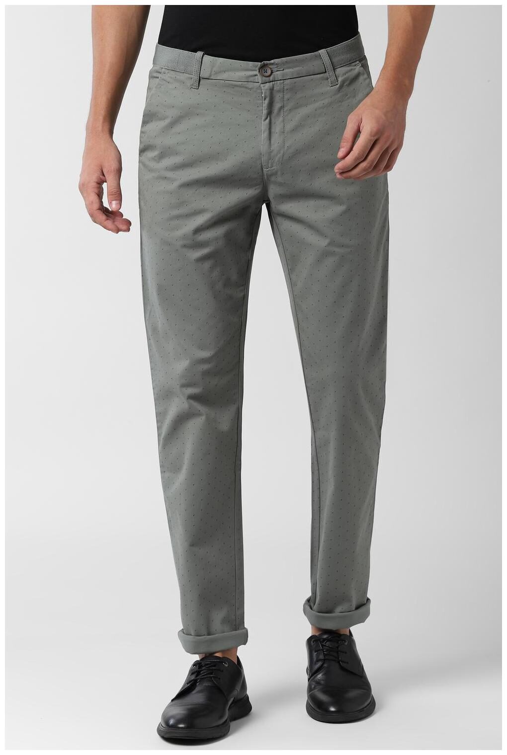 

Peter England Men Grey Printed Slim fit Regular trousers