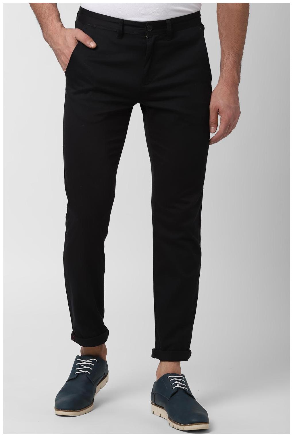 

Peter England Men Black Solid Slim fit Regular trousers
