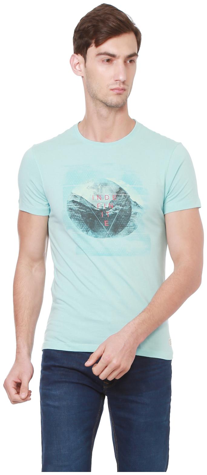 

Peter England Men s Slim Fit Printed T-Shirt - Blue
