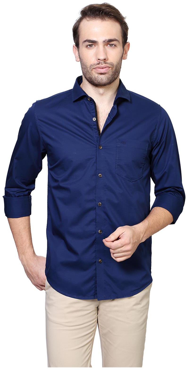 

Peter England Men Blue Solid Slim Fit Casual Shirt