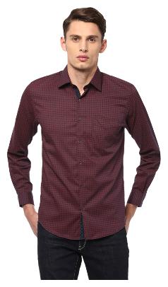 

Peter England Men Maroon Printed Slim Fit Casual Shirt